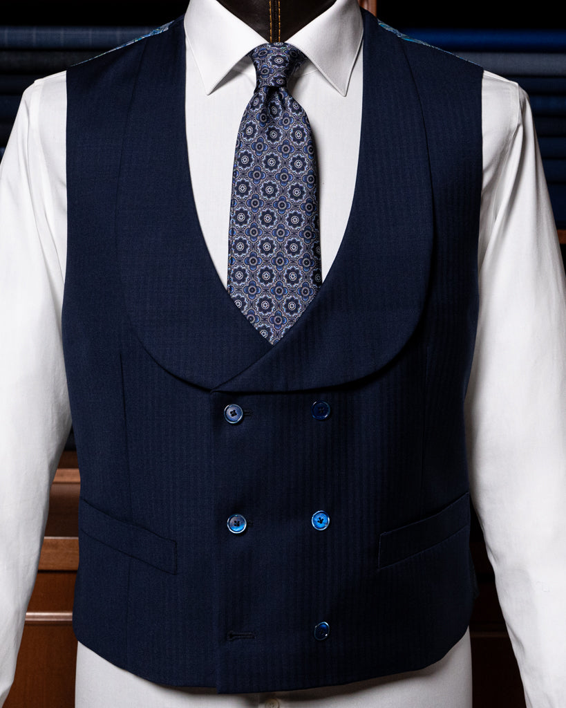 Gilet Spinato Blu Navy