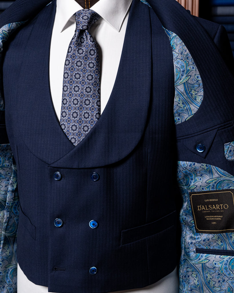 Gilet Spinato Blu Navy