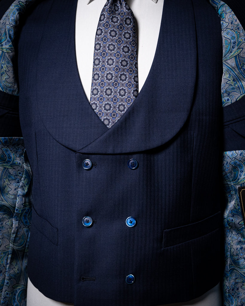 Gilet Spinato Blu Navy