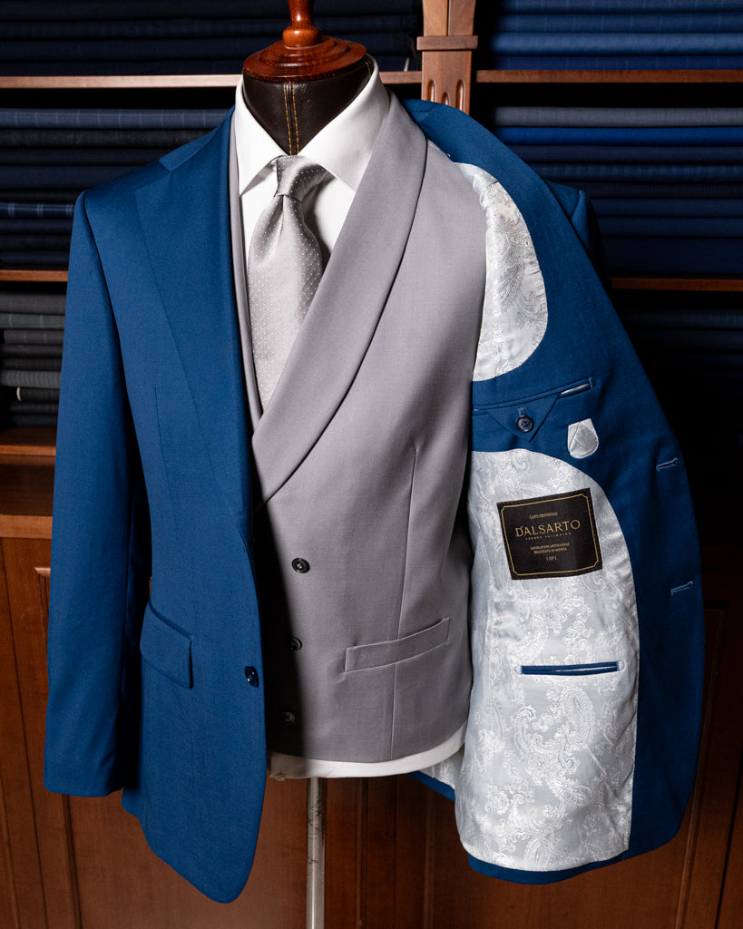 Abito Giotto Blu Capri con Gilet Argento