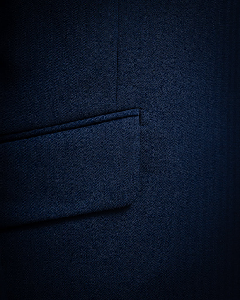 Giotto Light Blue Herringbone Suit with Vest