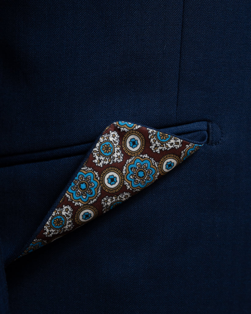 Giotto Light Blue Herringbone Suit with Vest