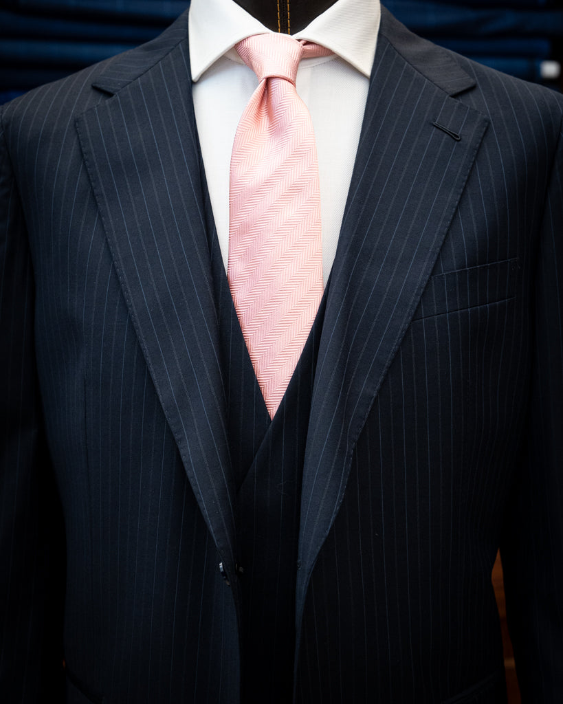 Giotto Blue Pinstripe Suit with Light Blue Stripe and Vest