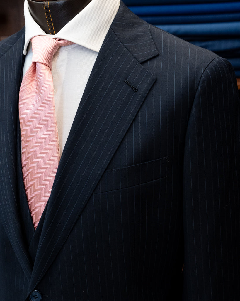 Giotto Blue Pinstripe Suit with Light Blue Stripe and Vest