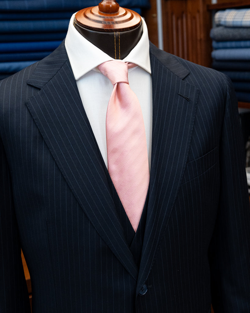Giotto Blue Pinstripe Suit with Light Blue Stripe and Vest