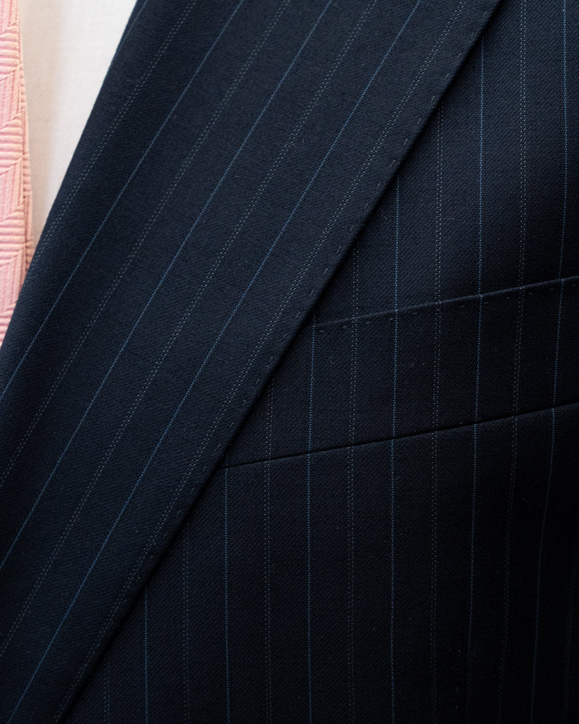 Giotto Blue Pinstripe Suit with Light Blue Stripe and Vest