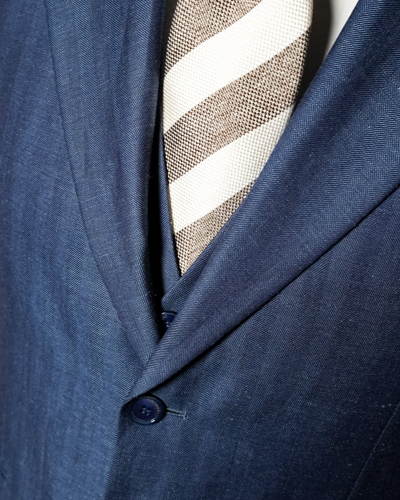 Abito Giotto Lino Blu Spinato con Gilet