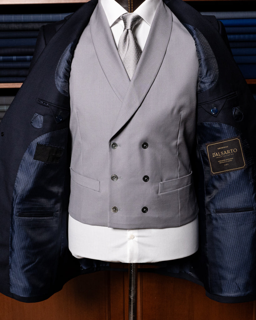 Abito Giotto Navy Blue con Gilet Argento