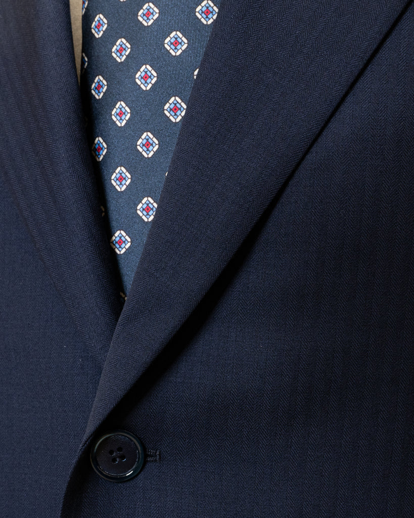 Giotto Herringbone Suit Dark Blue