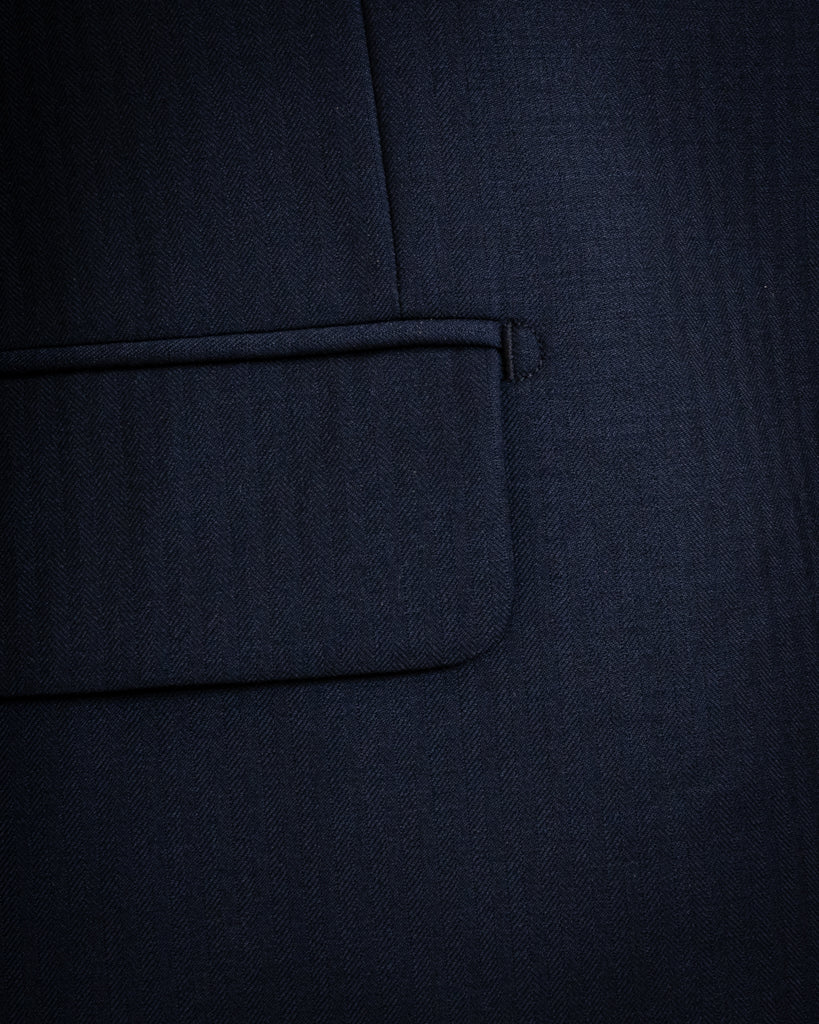 Giotto Herringbone Suit Dark Blue