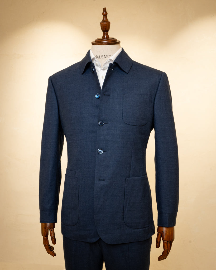 Korean Style Suit Blue Melange