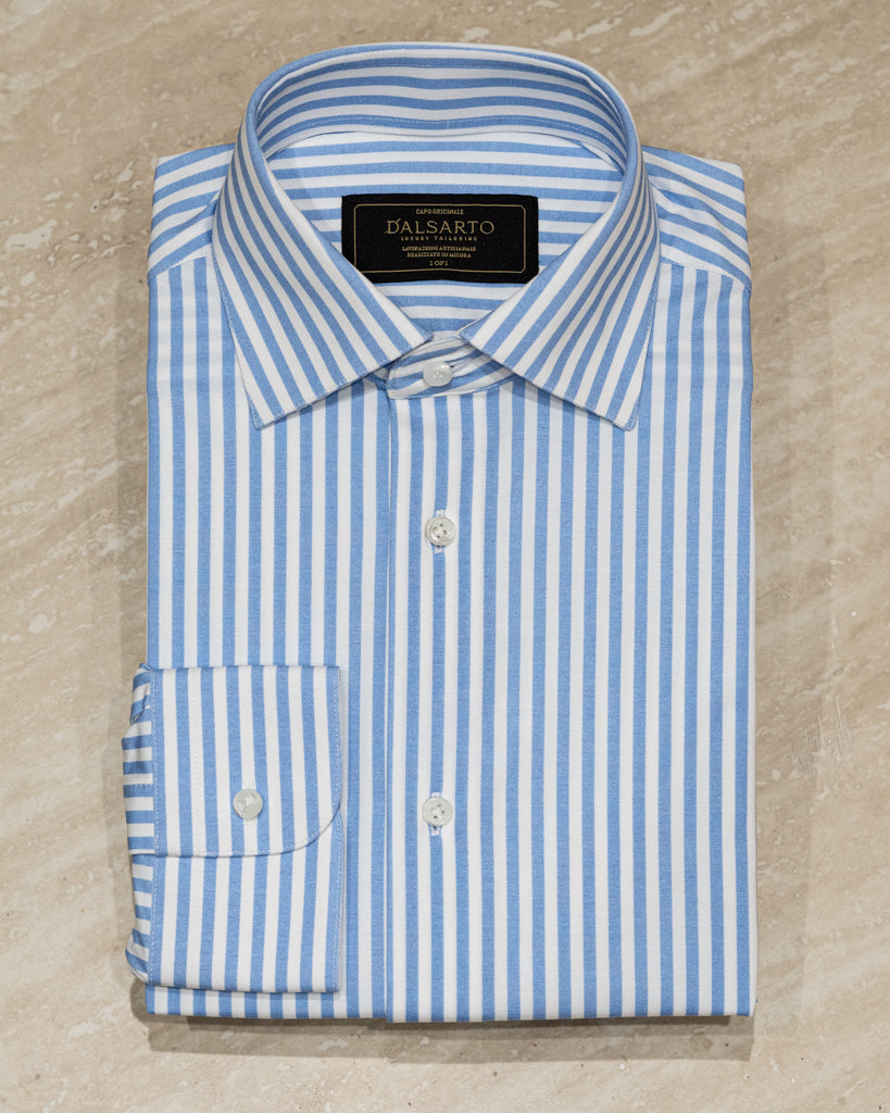 Camicia Bacchettata Azzurra Stretch