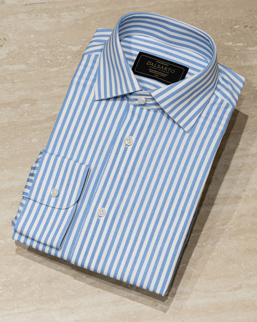 Camicia Bacchettata Azzurra Stretch
