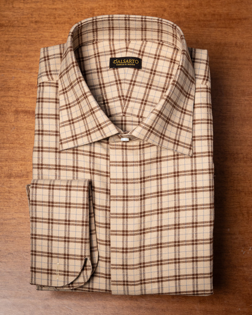 Camicia Beige a Quadri