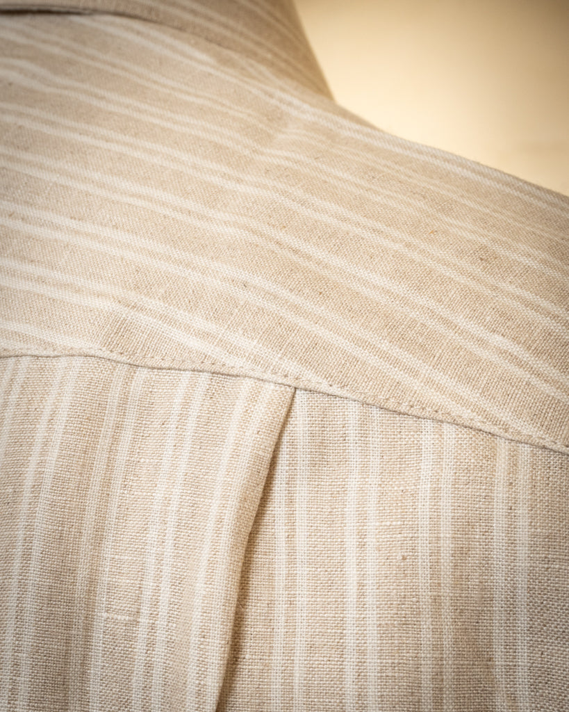 Sand Beige Melange Shirt with Stripes