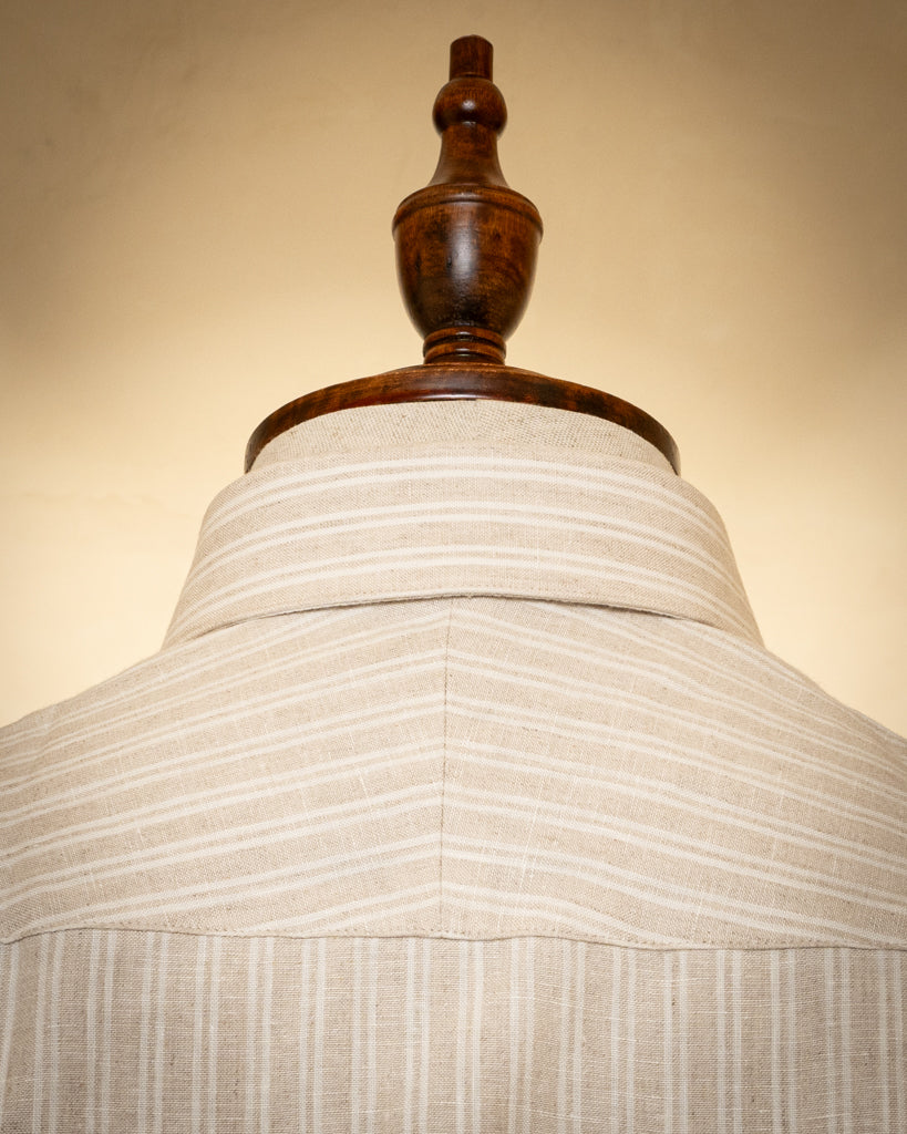 Sand Beige Melange Shirt with Stripes