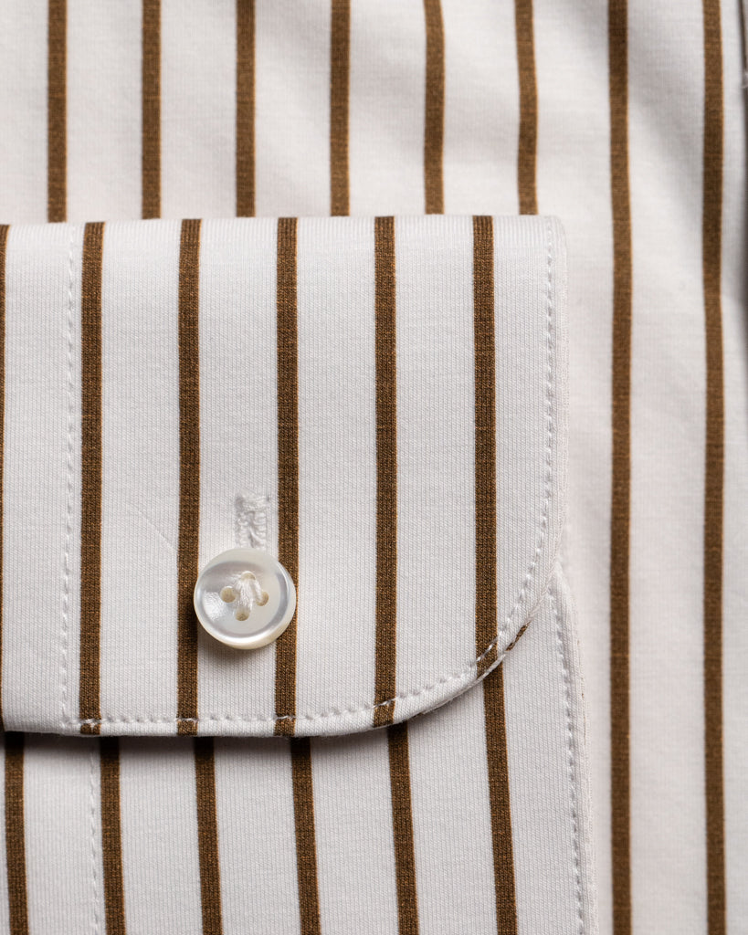 Camicia Bianca Bacchettata Marrone