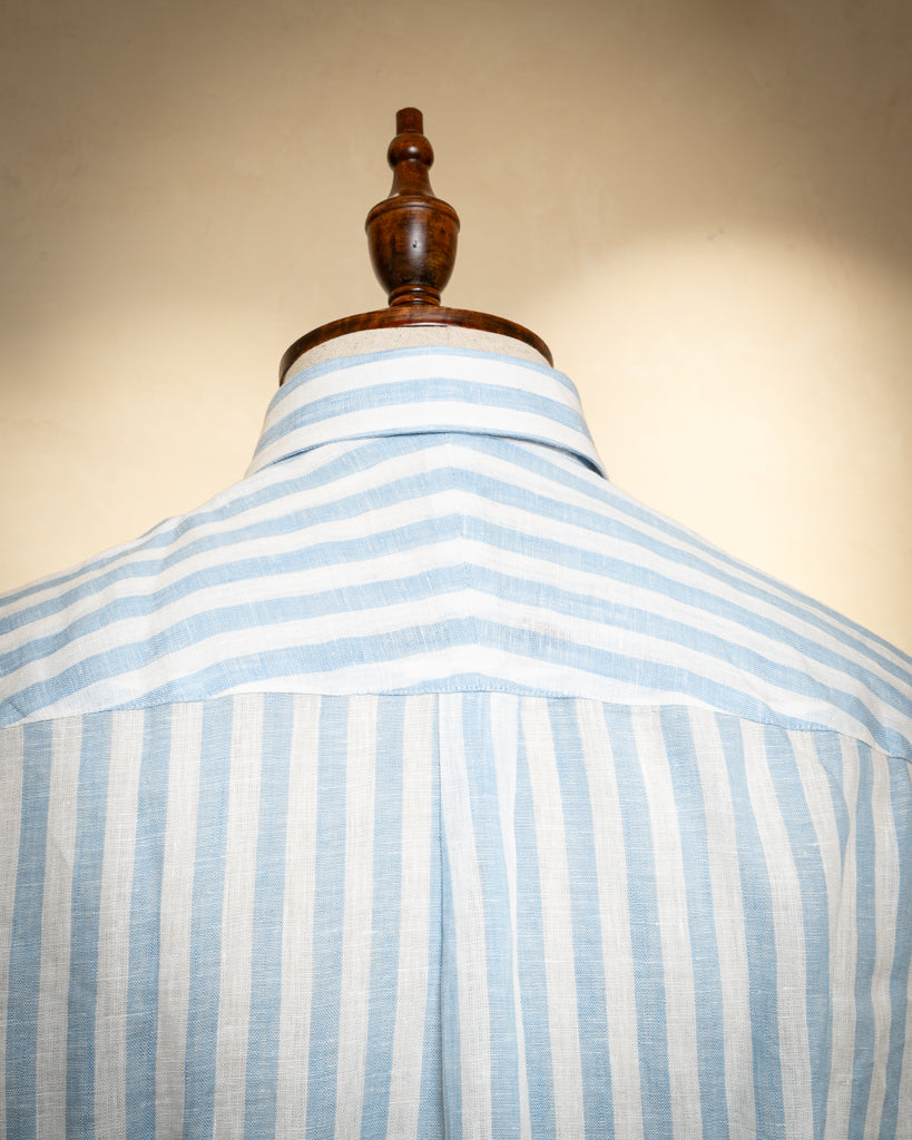 Camicia Button Down Bacchettata Azzurra Stretch
