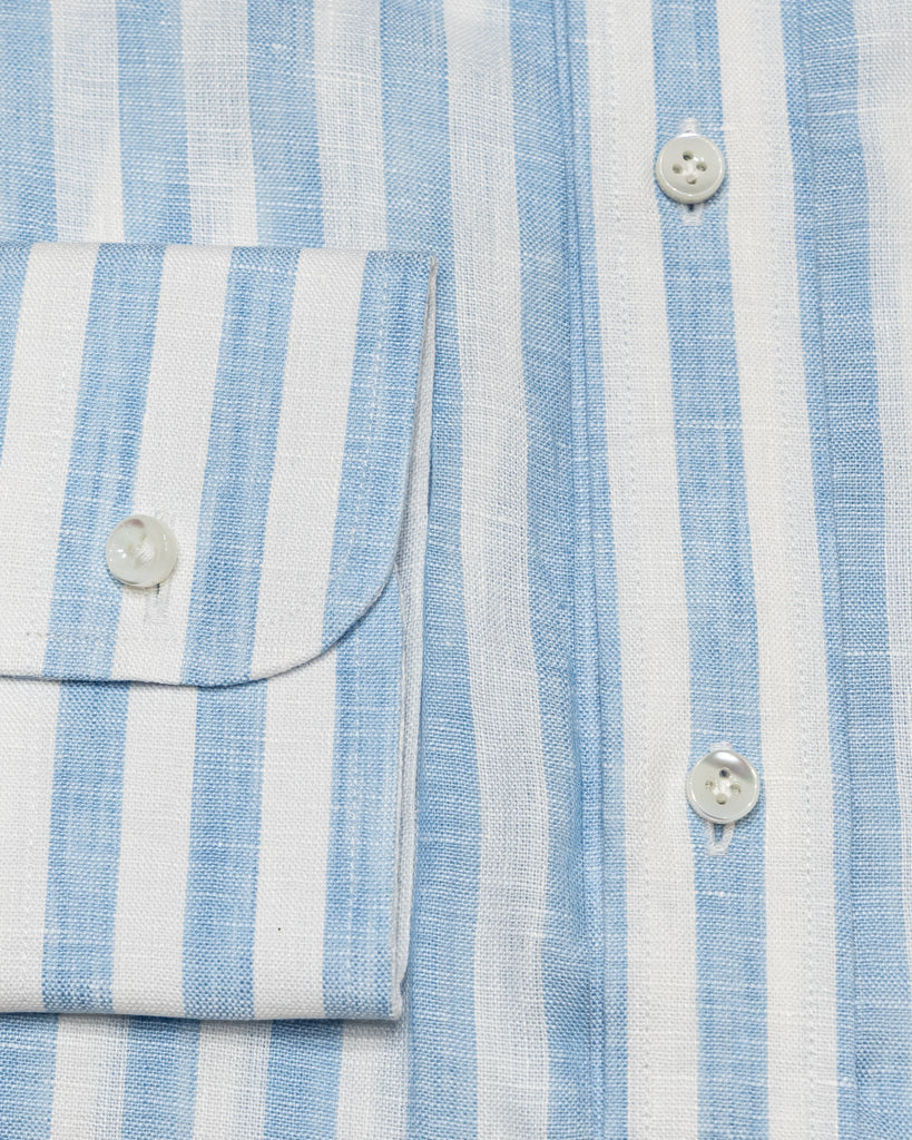Camicia Button Down Bacchettata Azzurra Stretch