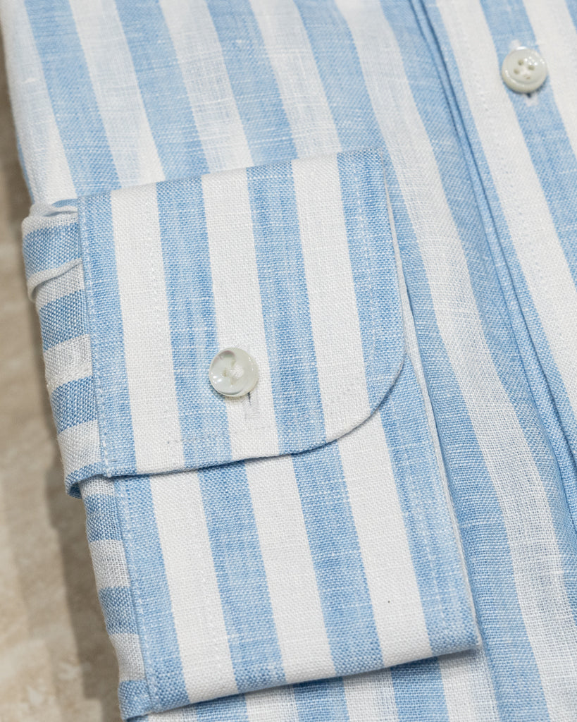 Camicia Button Down Bacchettata Azzurra Stretch