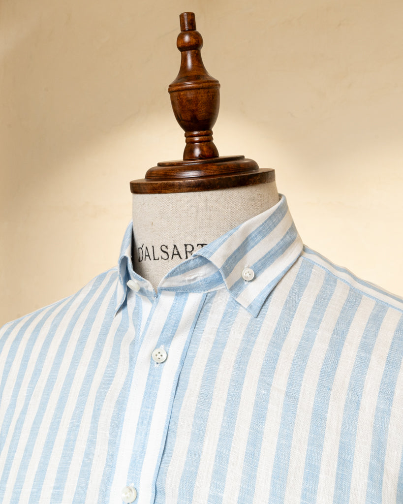 Camicia Button Down Bacchettata Azzurra Stretch