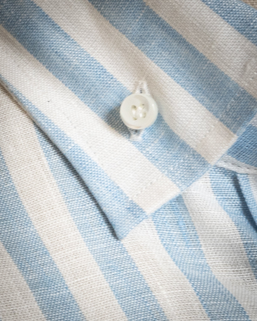 Camicia Button Down Bacchettata Azzurra Stretch