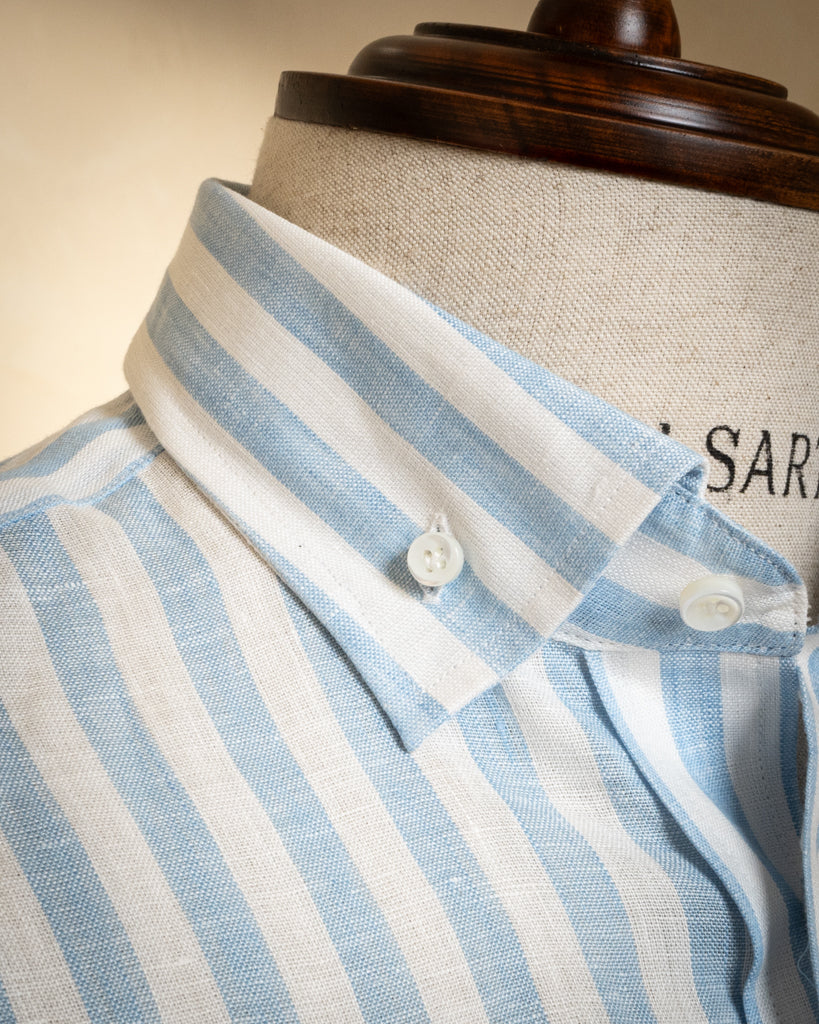 Camicia Button Down Bacchettata Azzurra Stretch
