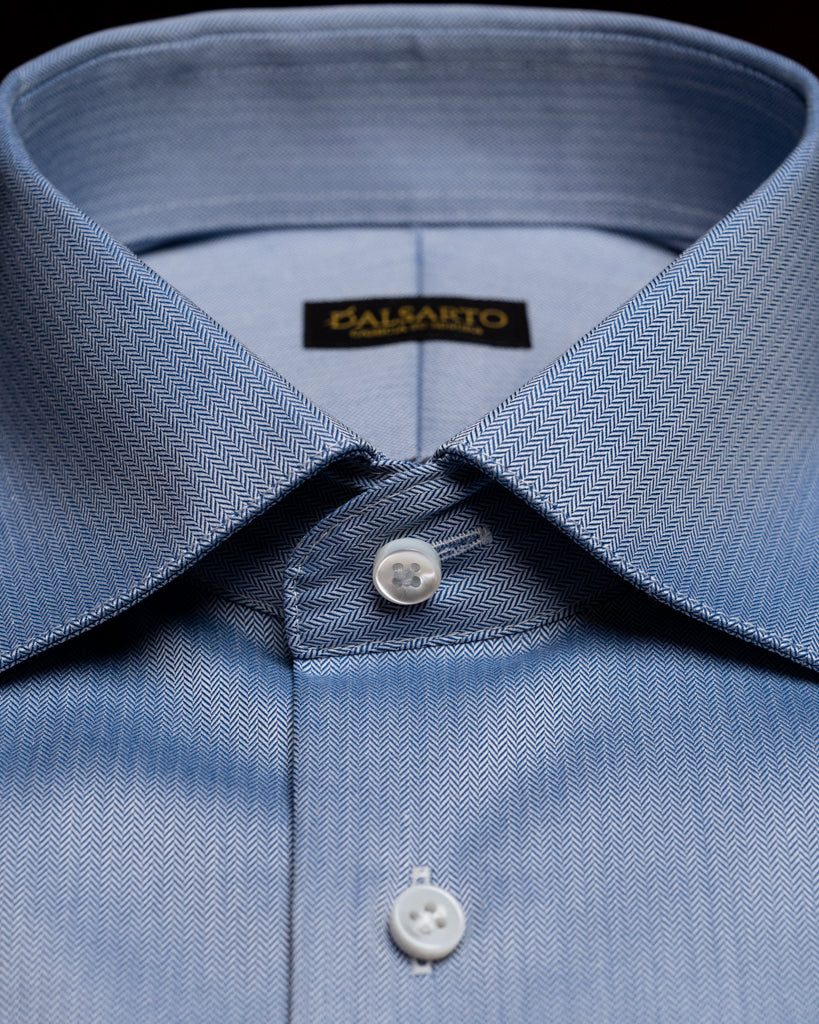 Light Blue Herringbone Shirt