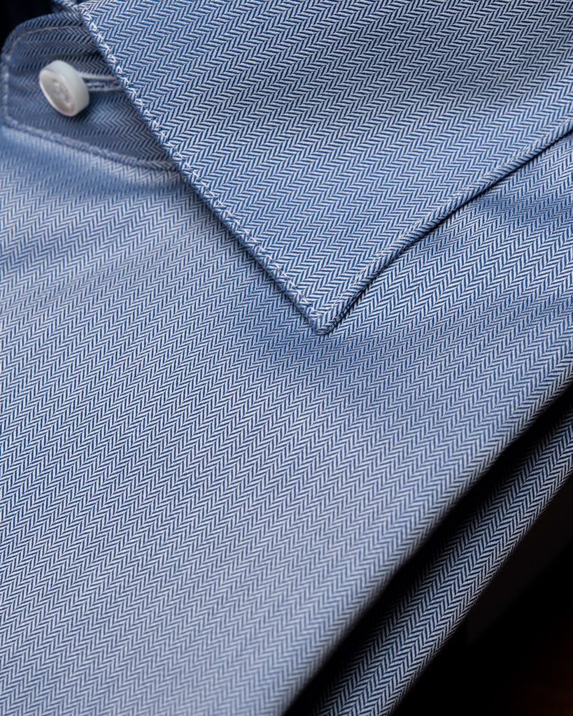 Light Blue Herringbone Shirt