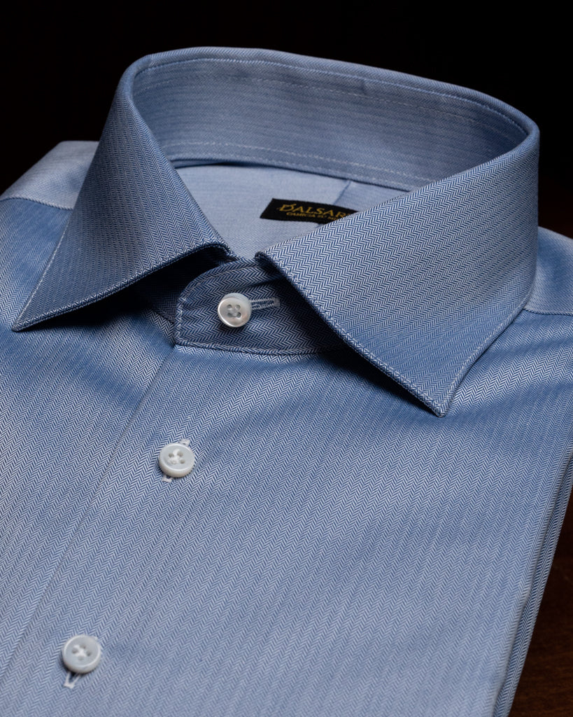 Light Blue Herringbone Shirt
