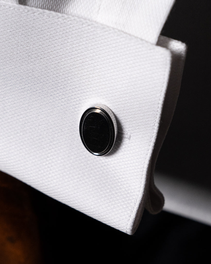 White Piqué Formal Shirt with Pleats