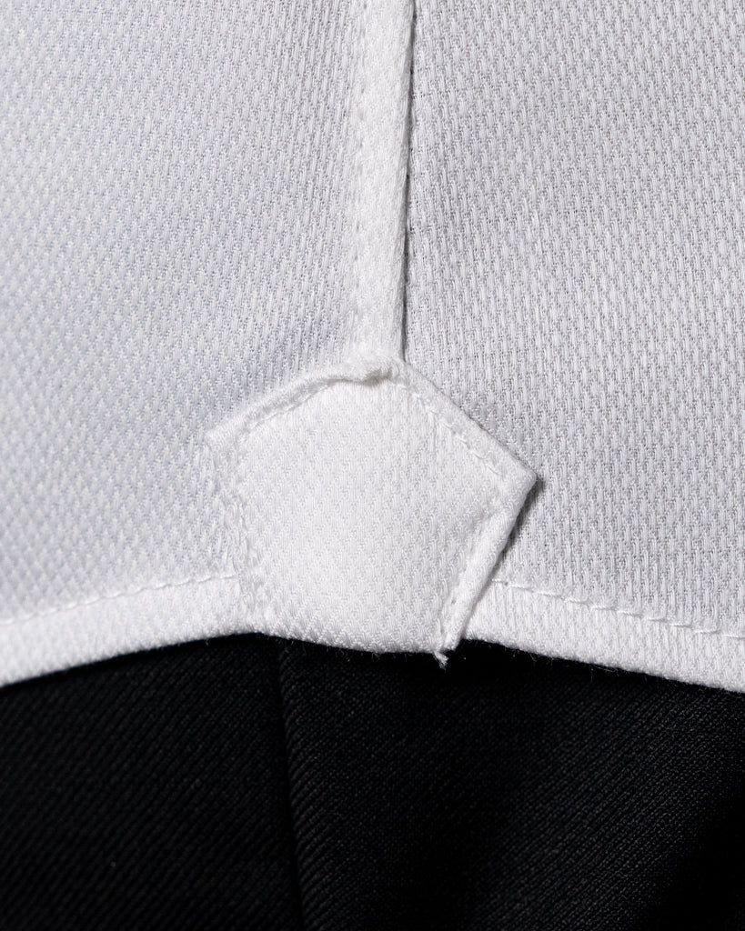 White Piqué Formal Shirt with Pleats