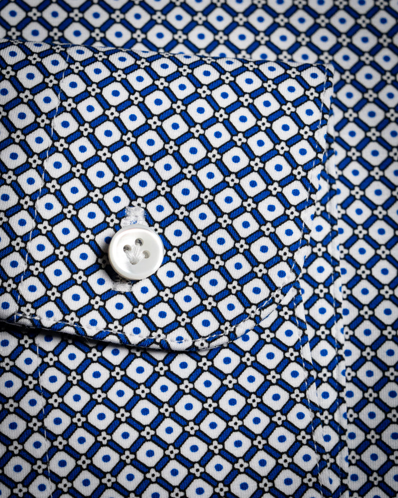 Camicia Micro-geometria a contrasto Bianco e Blu