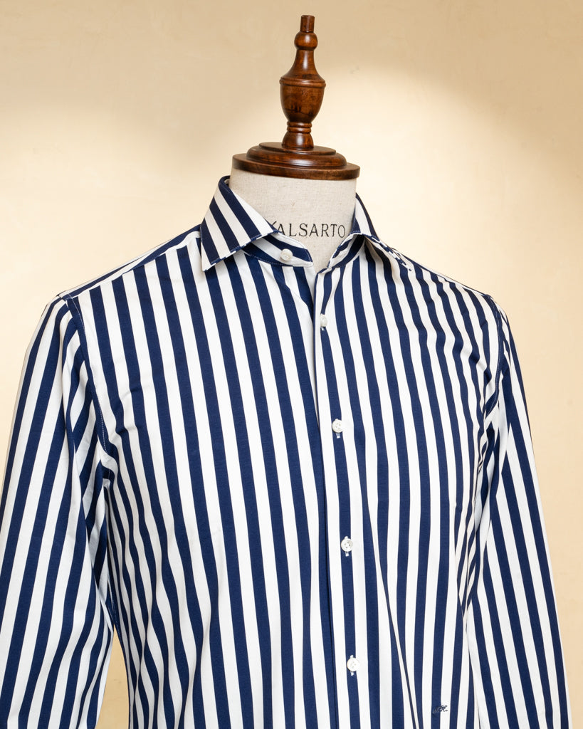 Camicia Stretch Bacchettata Blu Scuro