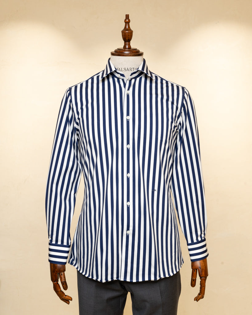 Camicia Stretch Bacchettata Blu Scuro