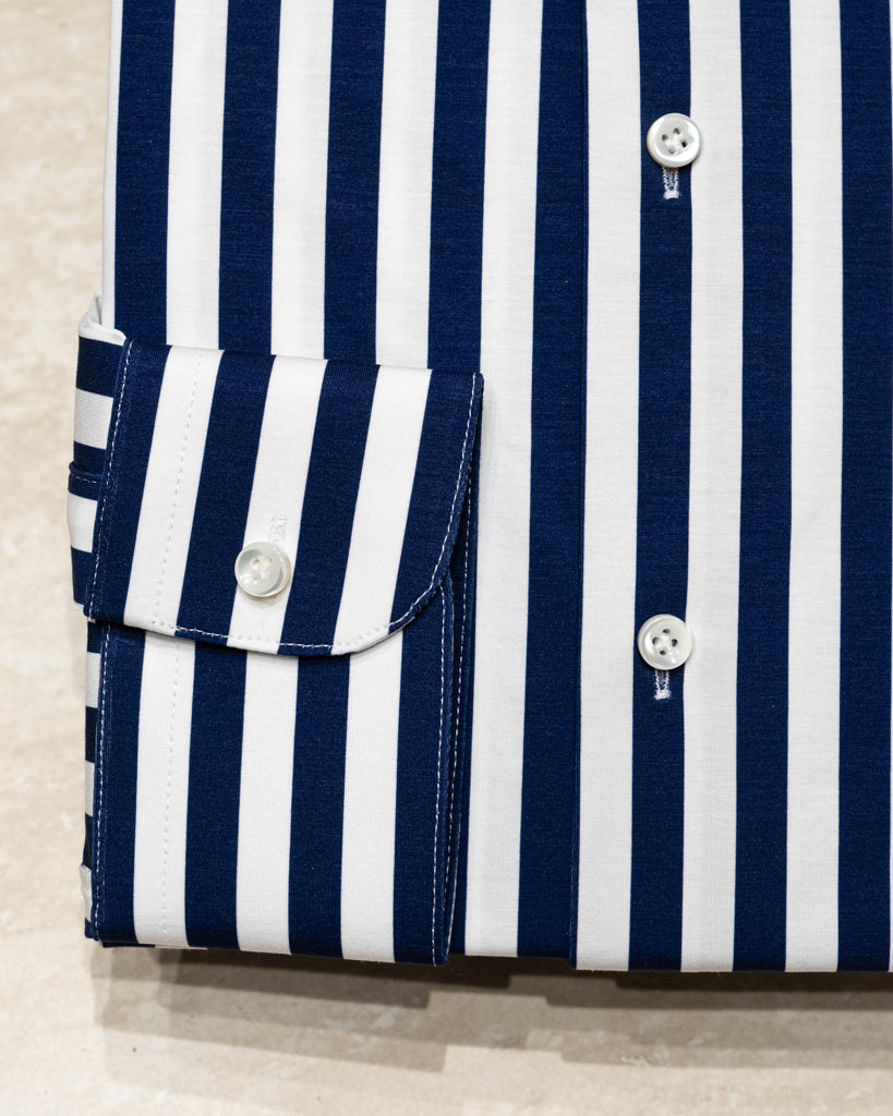 Camicia Stretch Bacchettata Blu Scuro