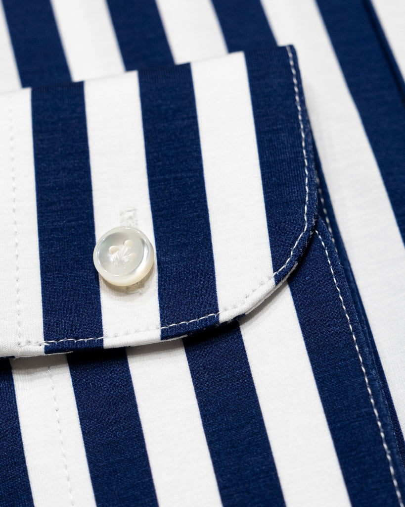 Camicia Stretch Bacchettata Blu Scuro