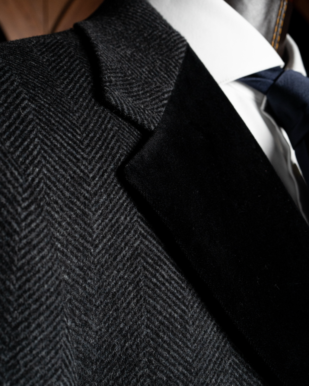 Brunelleschi Grey Herringbone Wool and Cashmere Coat