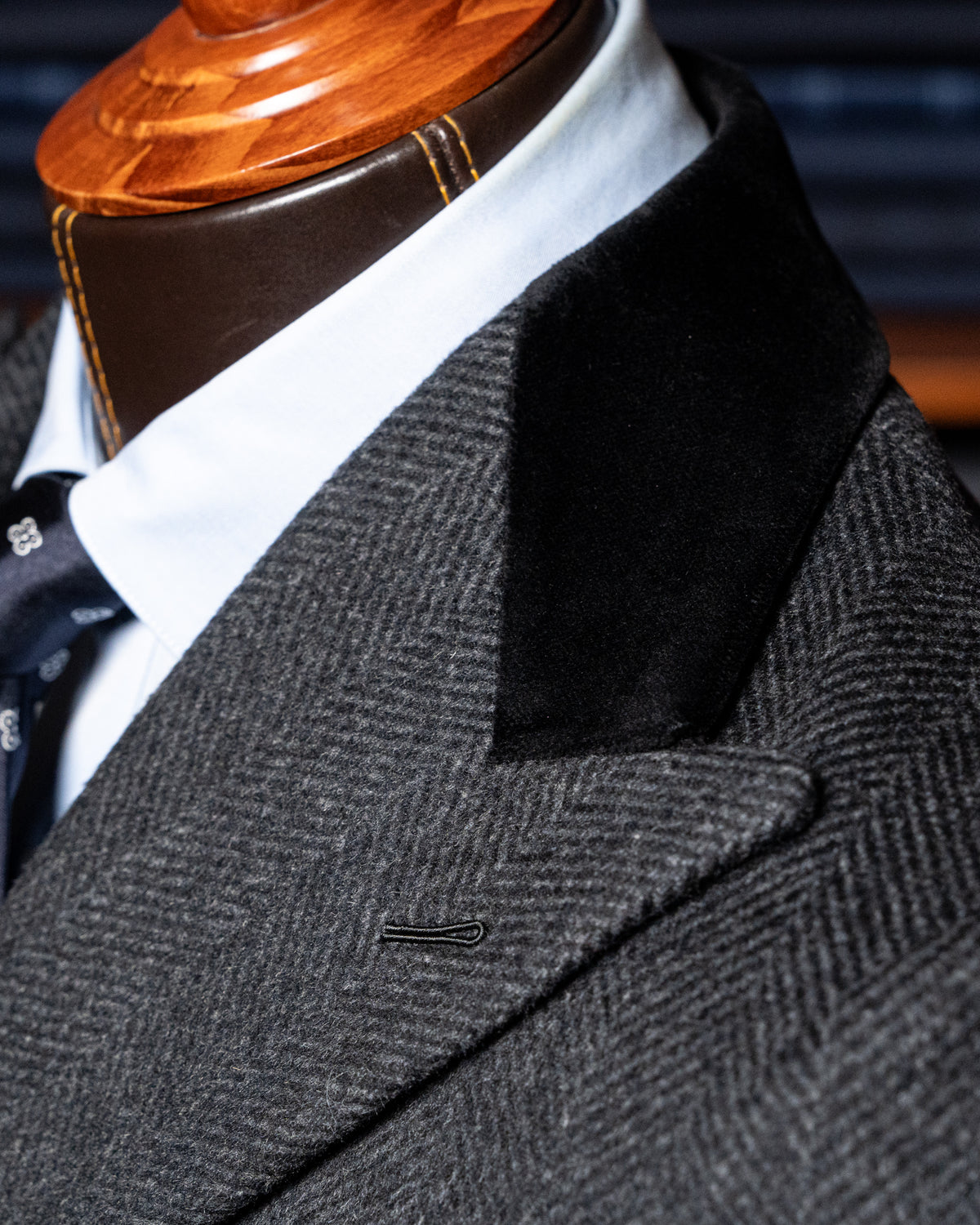 Cappotto Mantegna Spinato Grigio Lana e Cashmere