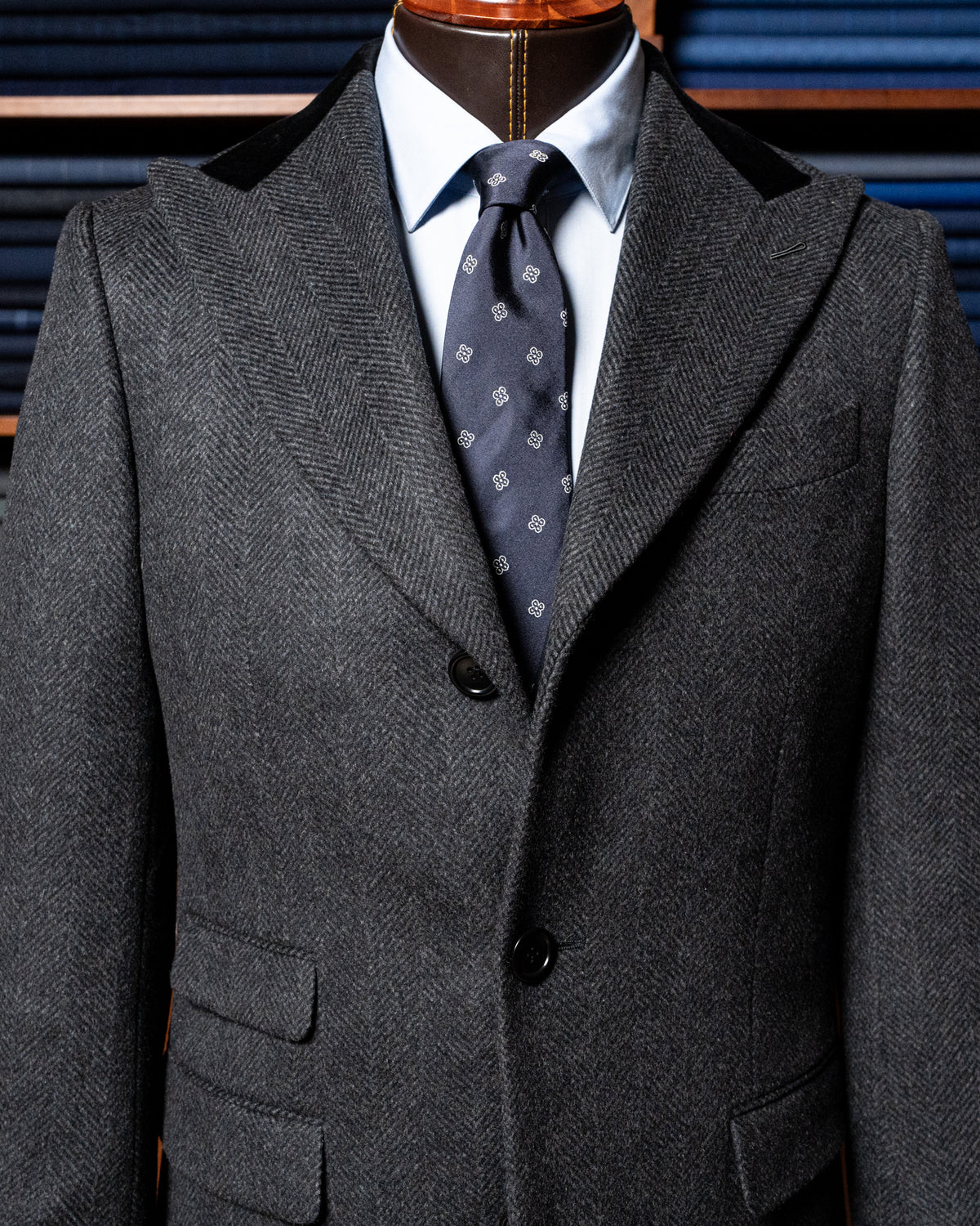 Cappotto Mantegna Spinato Grigio Lana e Cashmere