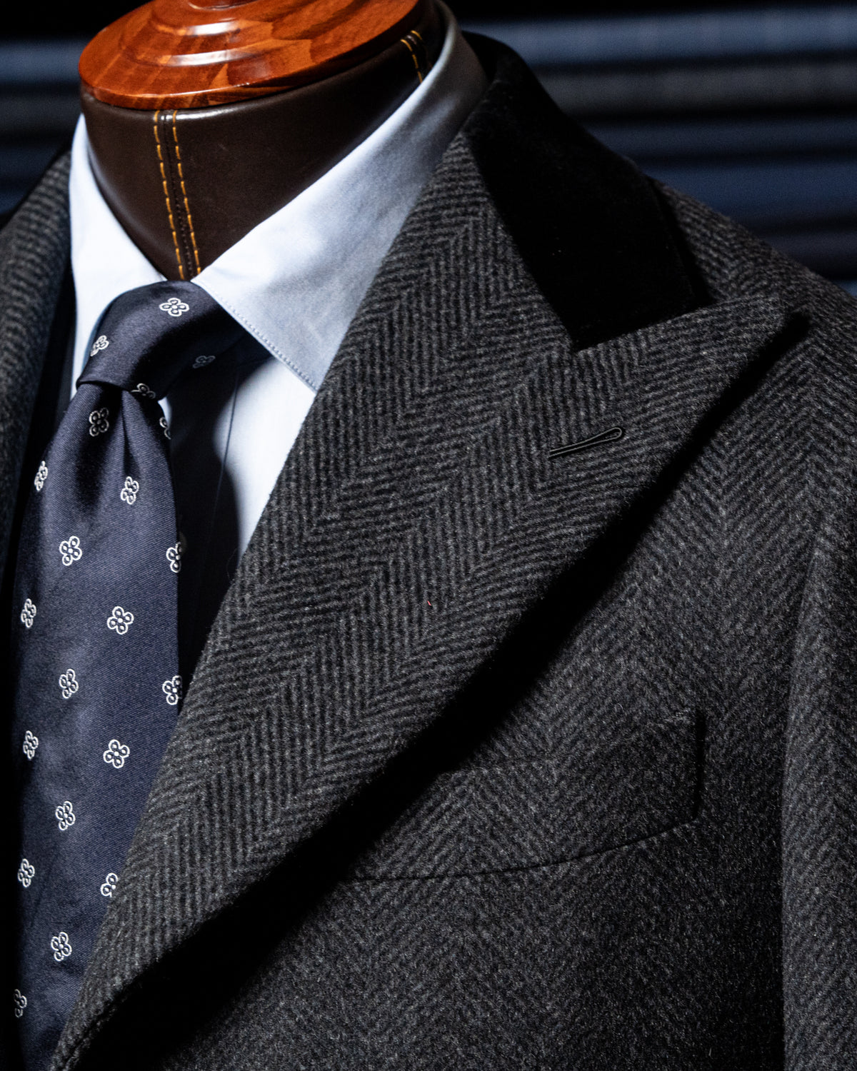 Cappotto Mantegna Spinato Grigio Lana e Cashmere