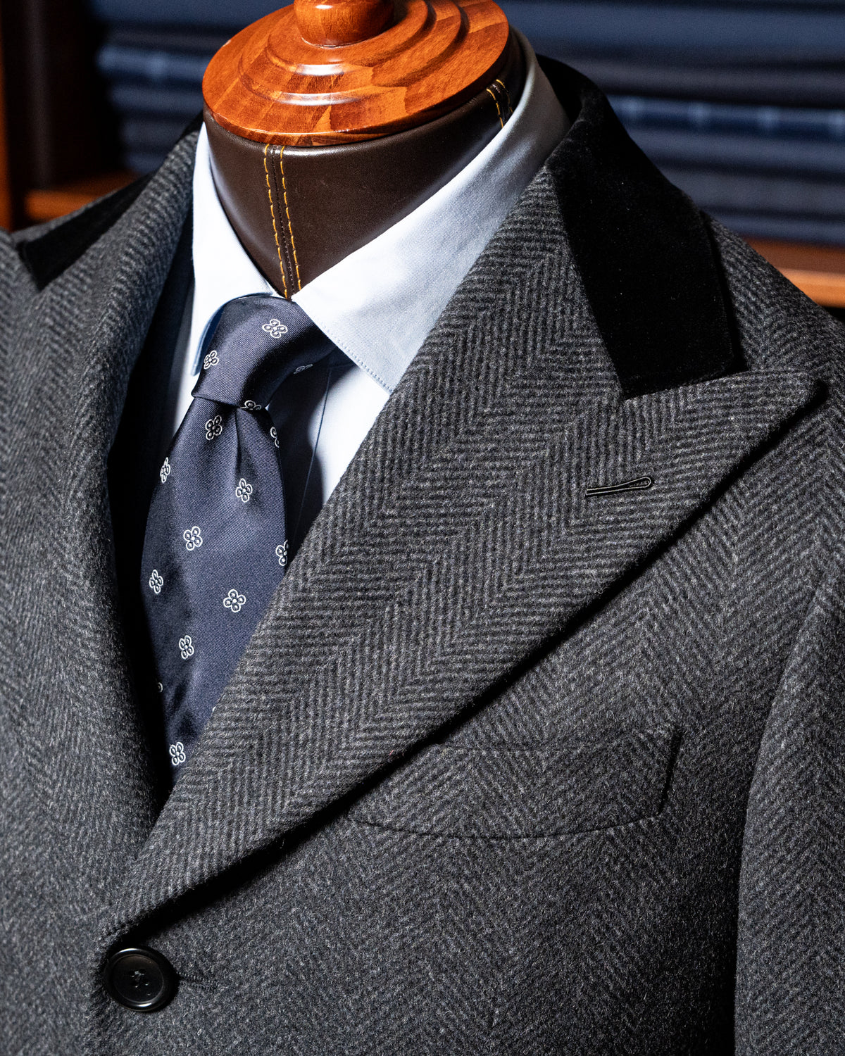 Cappotto Mantegna Spinato Grigio Lana e Cashmere