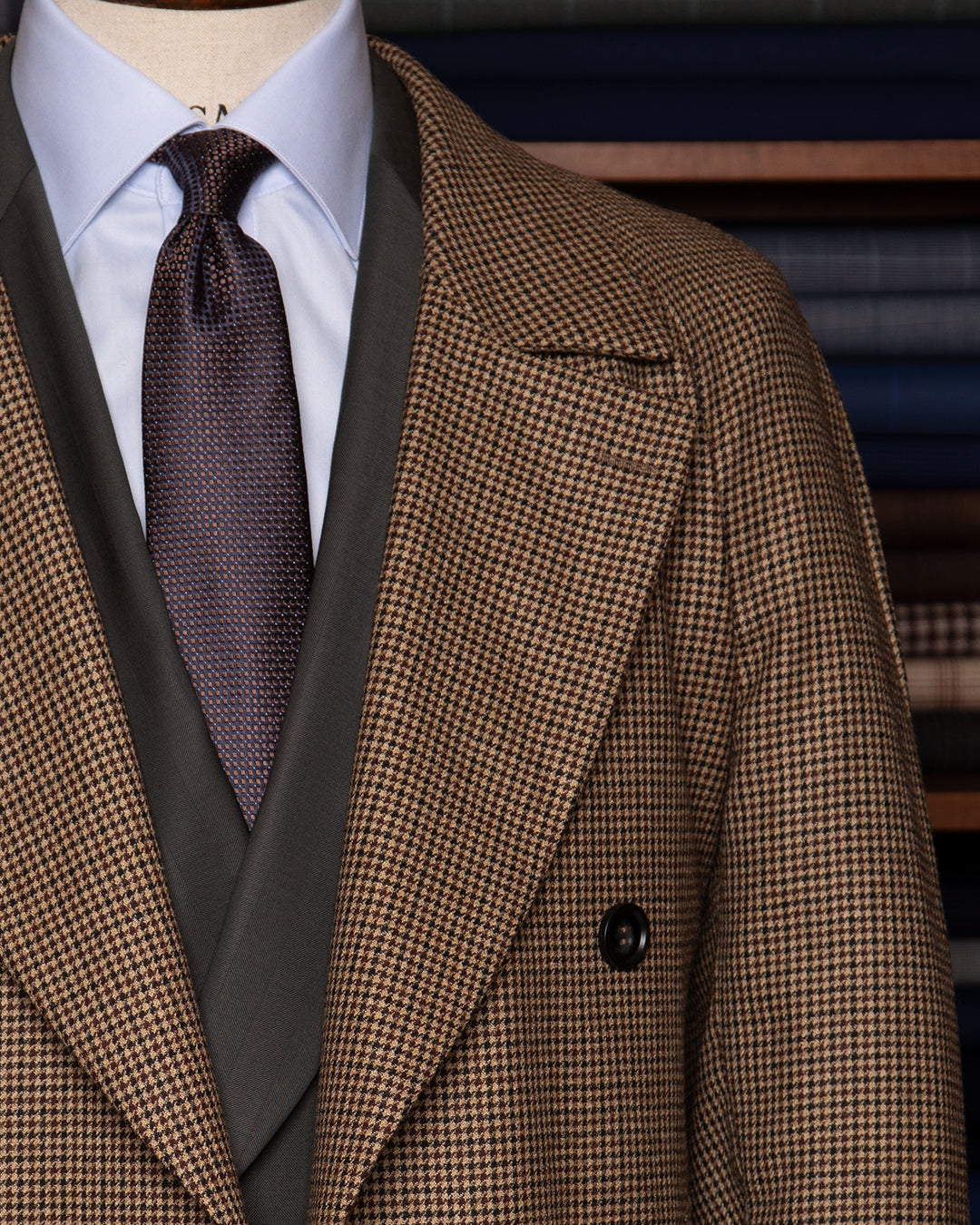 Cappotto Pied de Poule Nocciola
