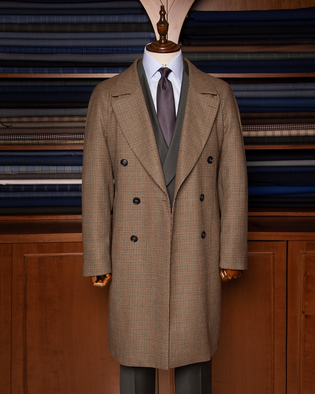 Cappotto Pied de Poule Nocciola