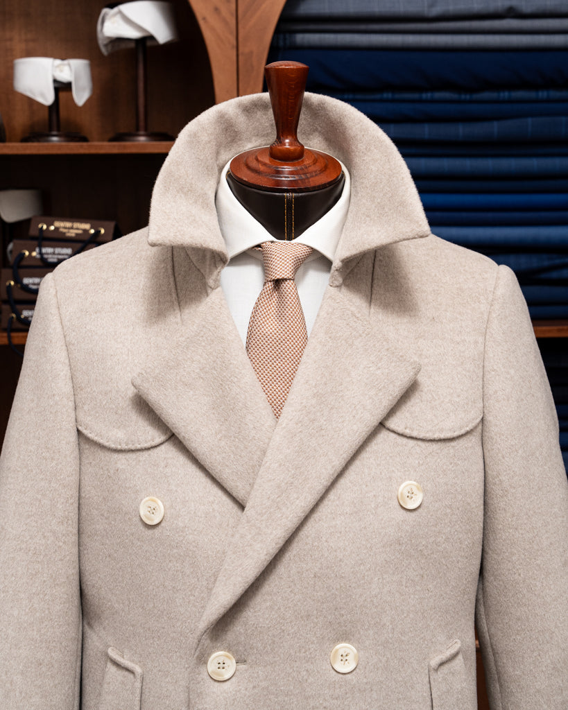 Cappotto Napoleone Sabbia in Lana e Seta