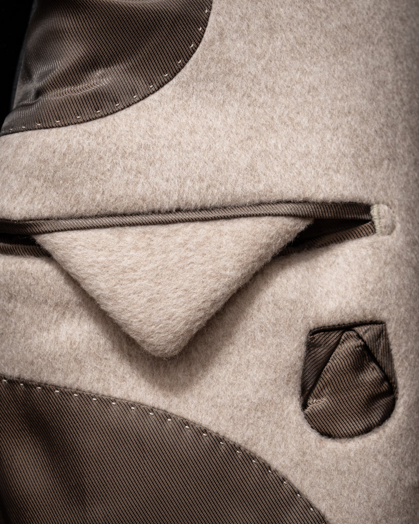 Cappotto Napoleone Sabbia in Lana e Seta