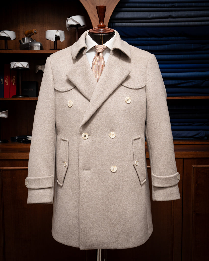 Cappotto Napoleone Sabbia in Lana e Seta