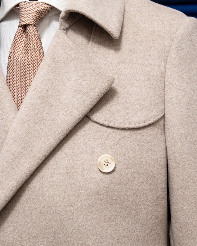 Cappotto Napoleone Sabbia in Lana e Seta