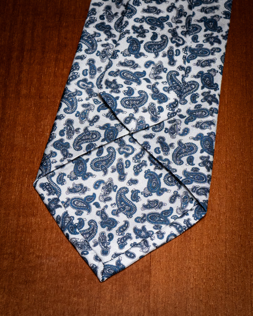 Agostino Tie White with Blue Designs
