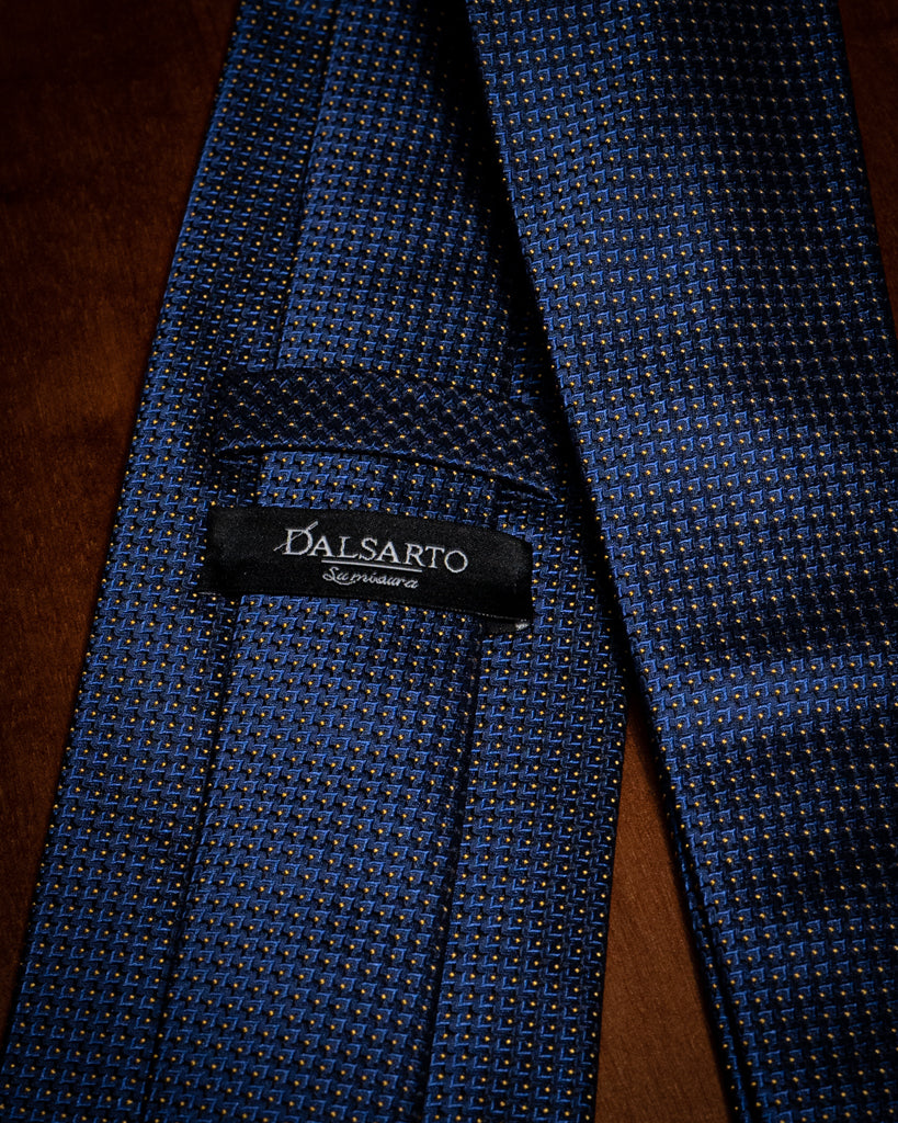 Cravatta Agostino Blu con Micro Fantasia Pois Gialli
